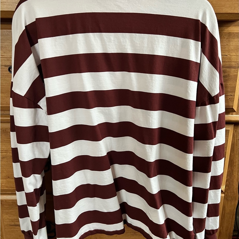 Lovesick Maroon and White Striped Shirt - Picture 5 of 6